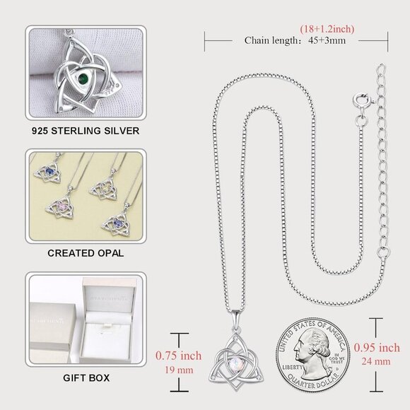Celtic Knot Necklace for Women 925 Sterling Silver Trinity Love Knot Pendant Bir - Picture 6 of 6